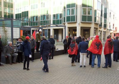 Albanians celebrating Albania's National Day in Brighton Square